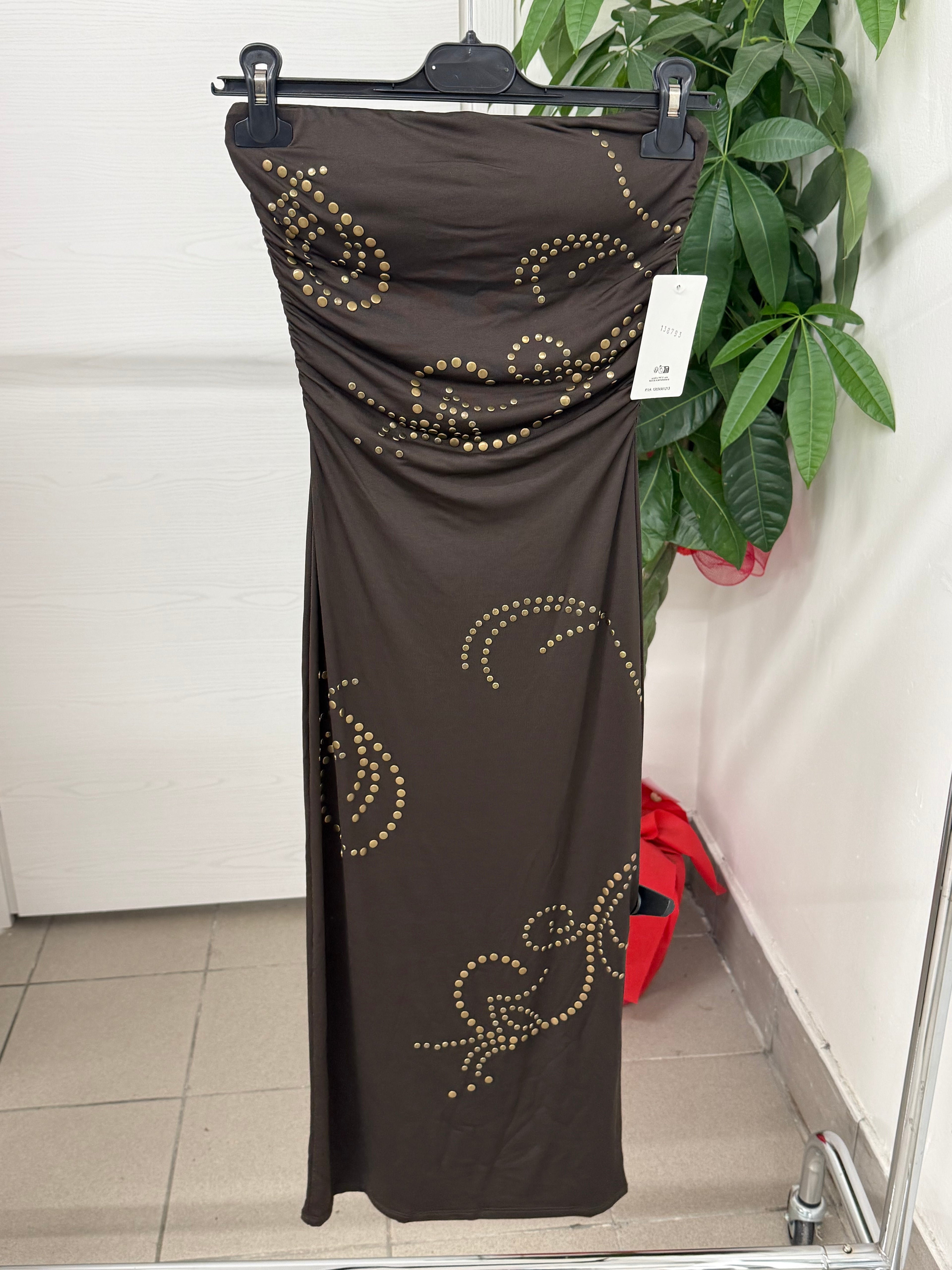 Abito lungo a fascia con borchie FGD MODA