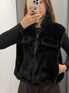 Gilet Pelliccia Chiusura A Zip Con Tasche FGD MODA