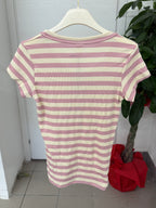 T-shirt in cotone a righe scollo a V FGD MODA