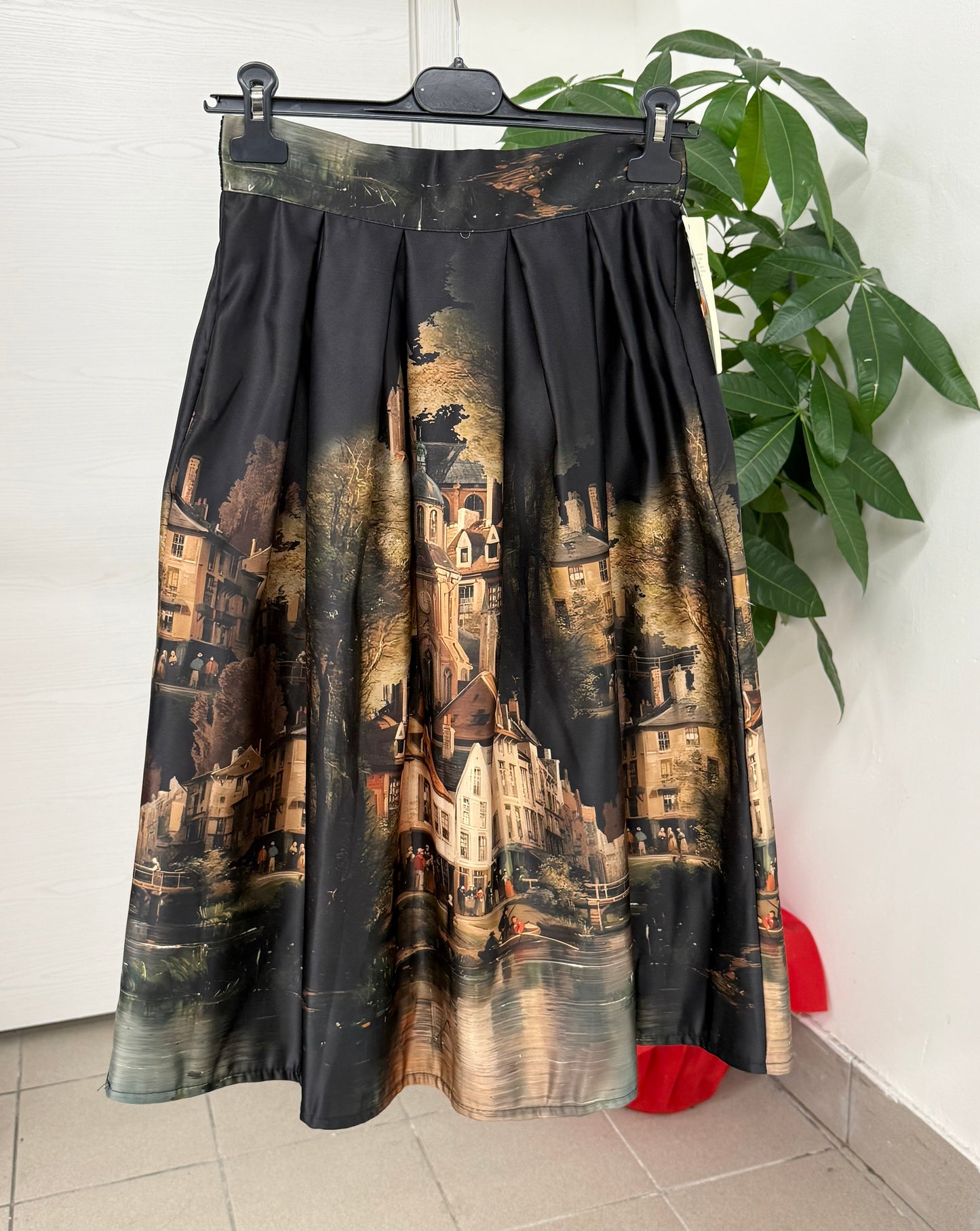 Gonna midi Paesaggio a pieghe con tasche FGD MODA