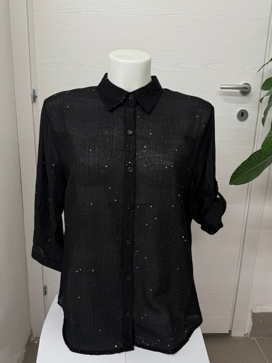 Blusa maniche a 3/4 con brillantini FGD MODA