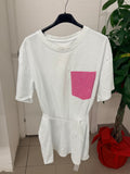 T-shirt in cotone over con tasca brillantinata e cinta FGD MODA