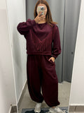 Set Coordinato Garzato Felpa Con Frange E Pantaloni Balloon Con Polsini FGD MODA