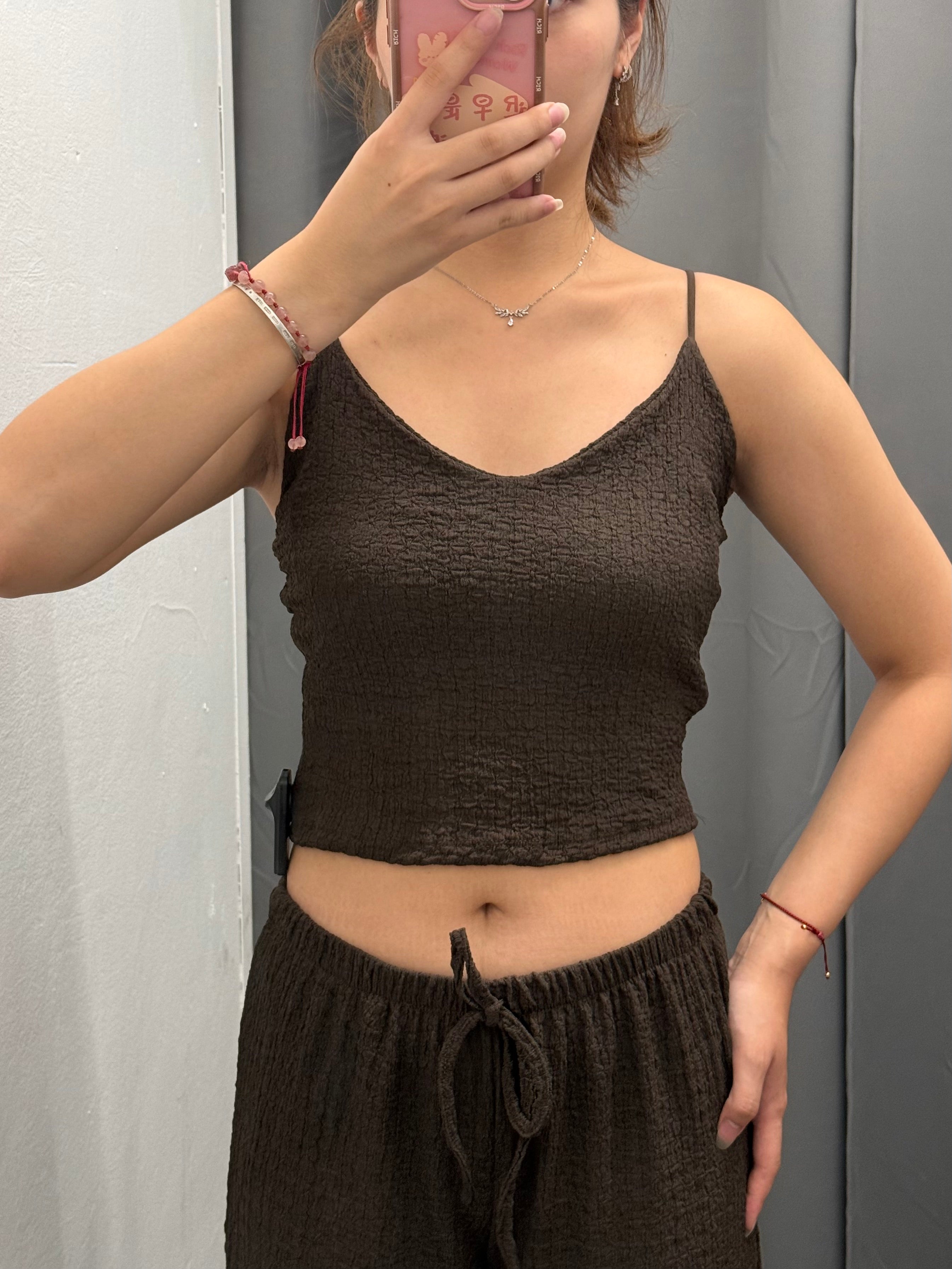 Top Crop Effetto Gofrato con Spalline Regolabili FGD MODA