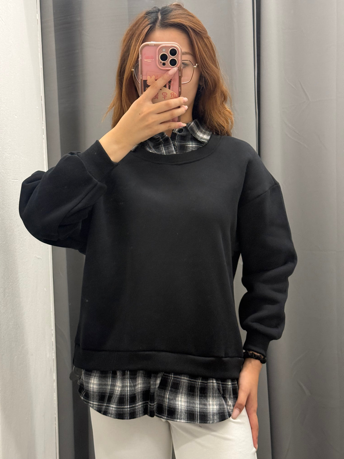 Felpa Misto Camicia Scozzese Felpata FGD MODA