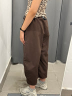Pantaloni Barrel Tinta Unita Con Pence FGD MODA