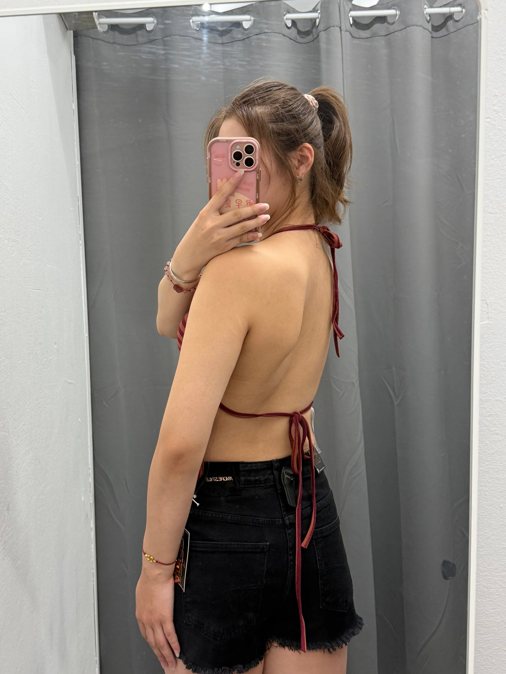 Top Backless a Righe con Borchie FGD MODA