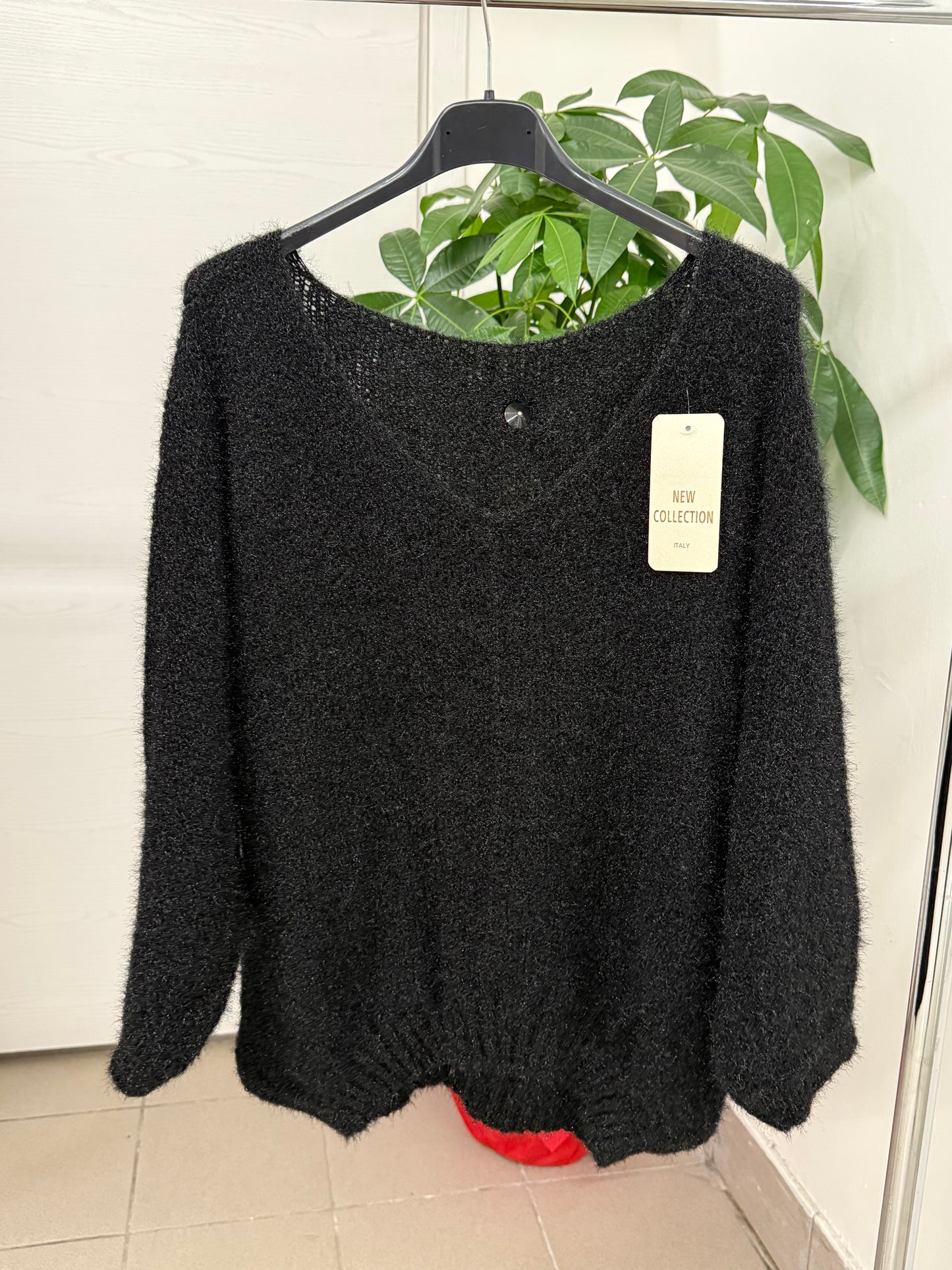 Maglioncino tinta unita con maniche a pipistrello