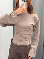 Maglietta In Cotone A Maniche Larghe Con Arricciatura Laterale JUST WEST FGD MODA