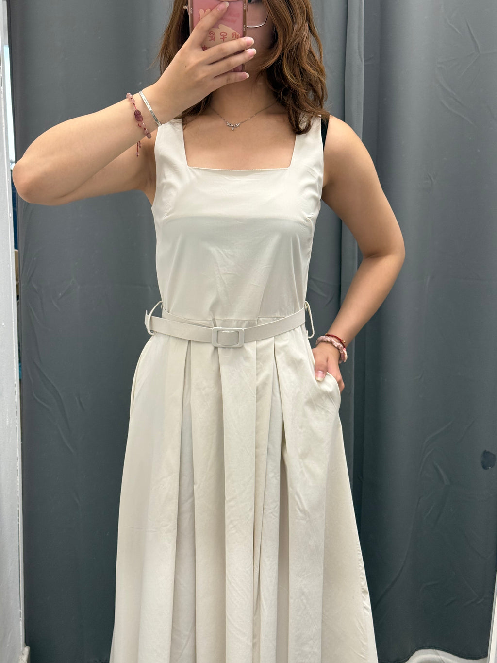 Abito Lungo Con Scollo Squadrato Con Cinta FGD MODA