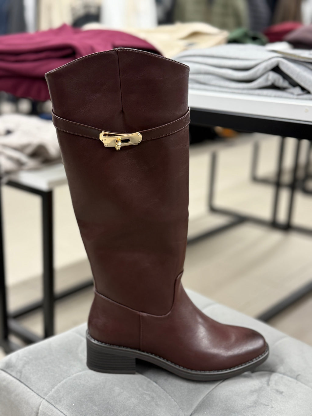 Stivali in ecopelle alto con cinta tacco 3,5cm FGD MODA