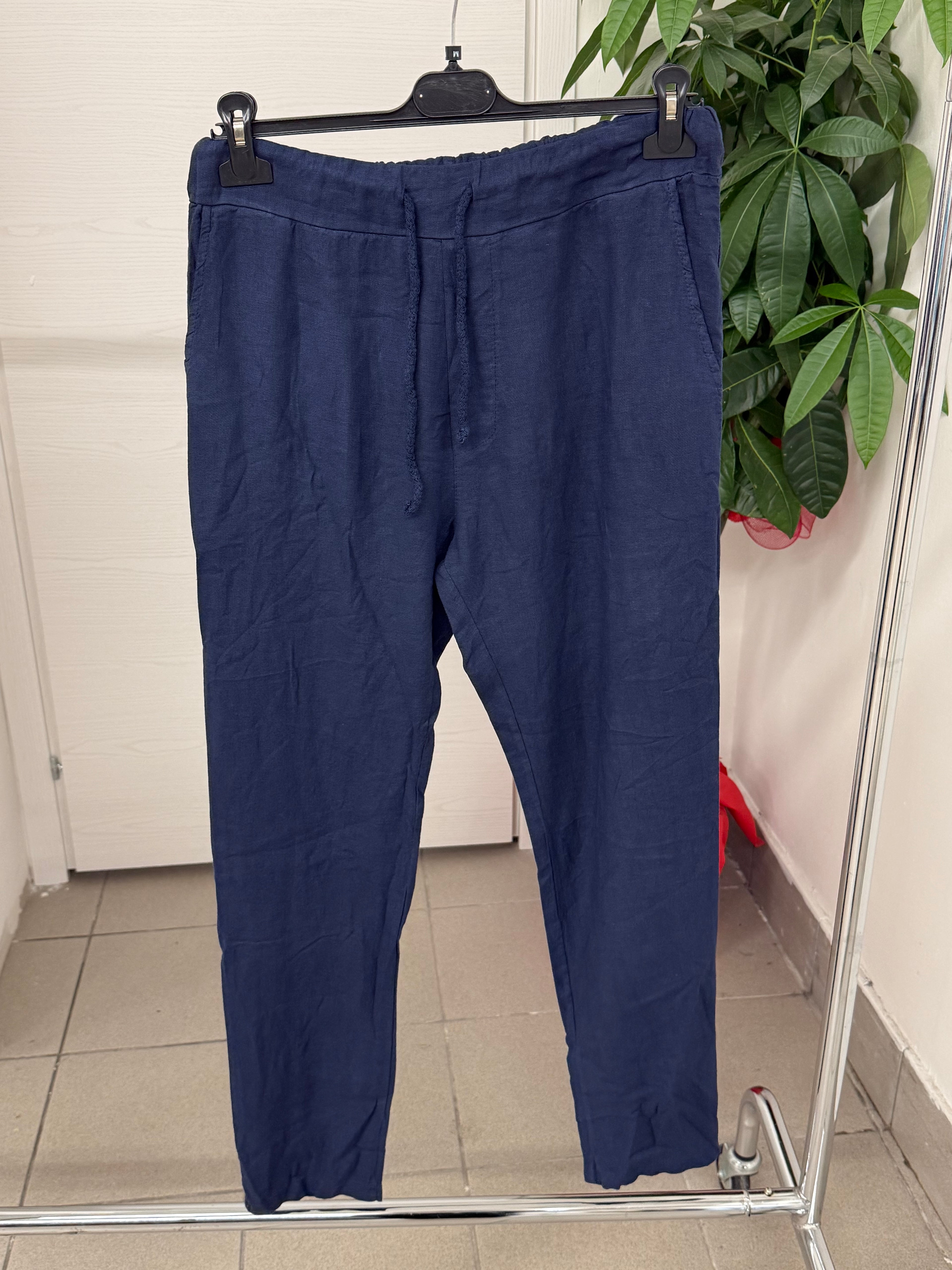 Pantaloni 100% lino con laccio FGD MODA