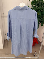Camicia in cotone a righe con ricami fiorati FGD MODA
