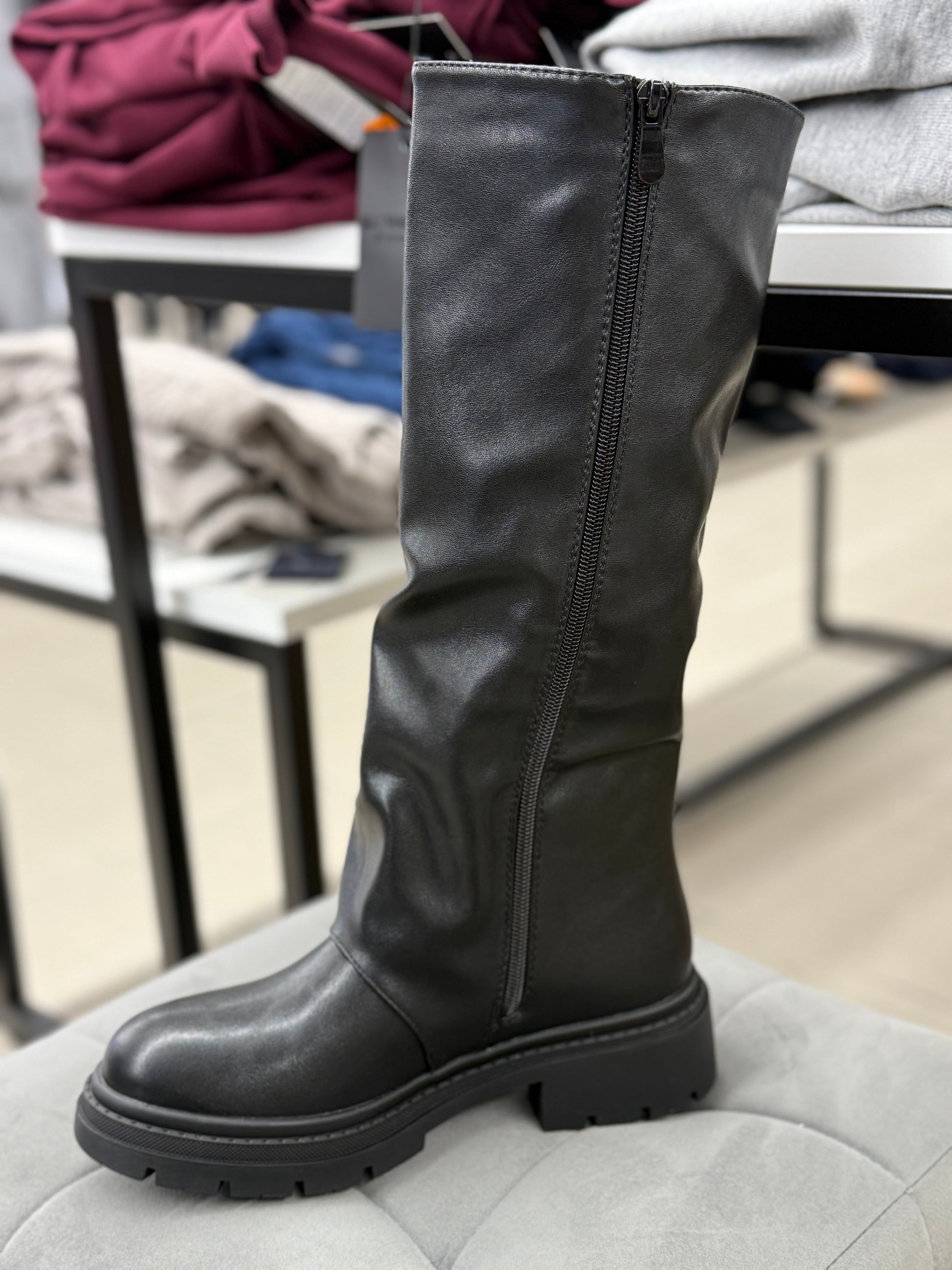 Stivali alti con frange tacco 3 cm FGD MODA