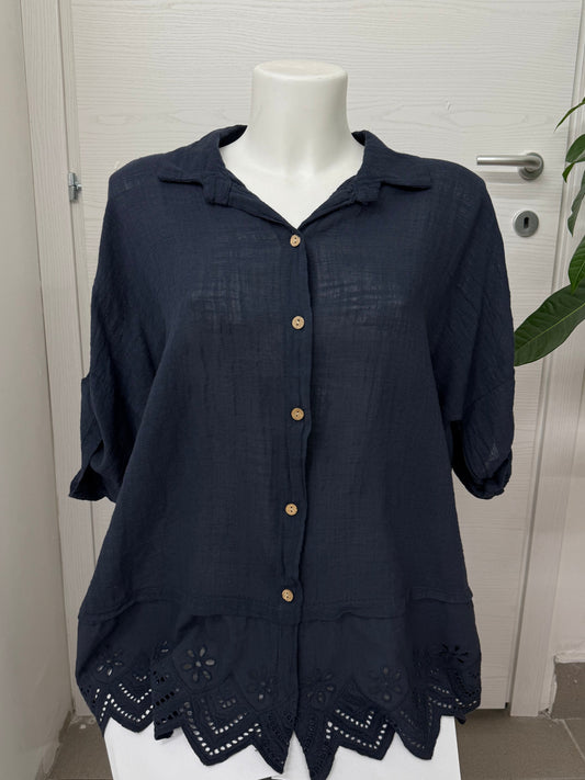 Blusa con bordo sangallo FGD MODA