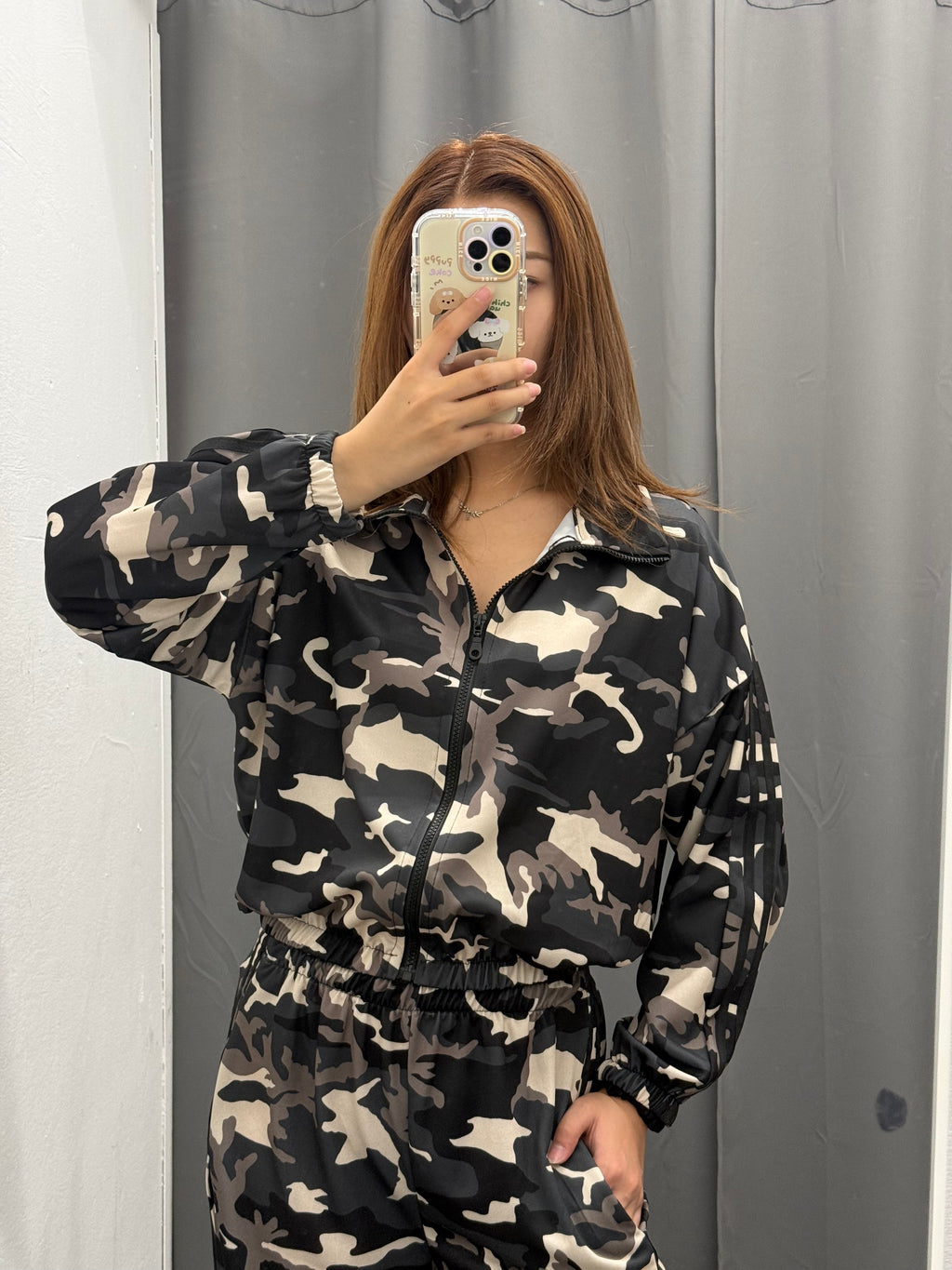 Set Coordinato Militare Felpa Con Zip E Pantaloni Con Polsini Con Strisce Laterali FGD MODA