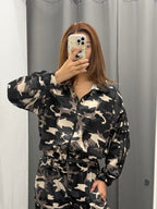 Set Coordinato Militare Felpa Con Zip E Pantaloni Con Polsini Con Strisce Laterali FGD MODA