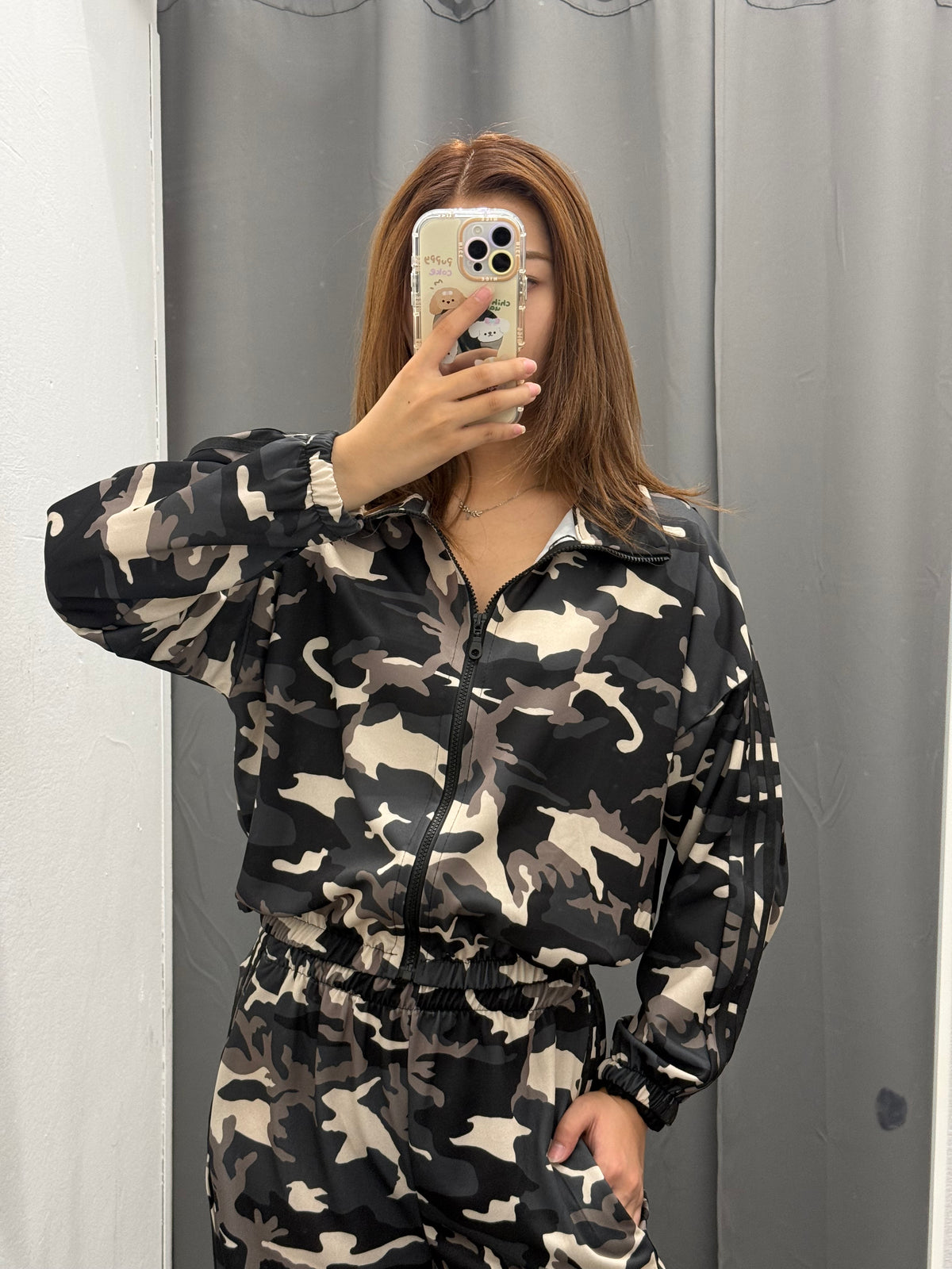 Set Coordinato Militare Felpa Con Zip E Pantaloni Con Polsini Con Strisce Laterali FGD MODA