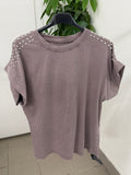 T-shirt in cotone con borchie sulle spalle FGD MODA