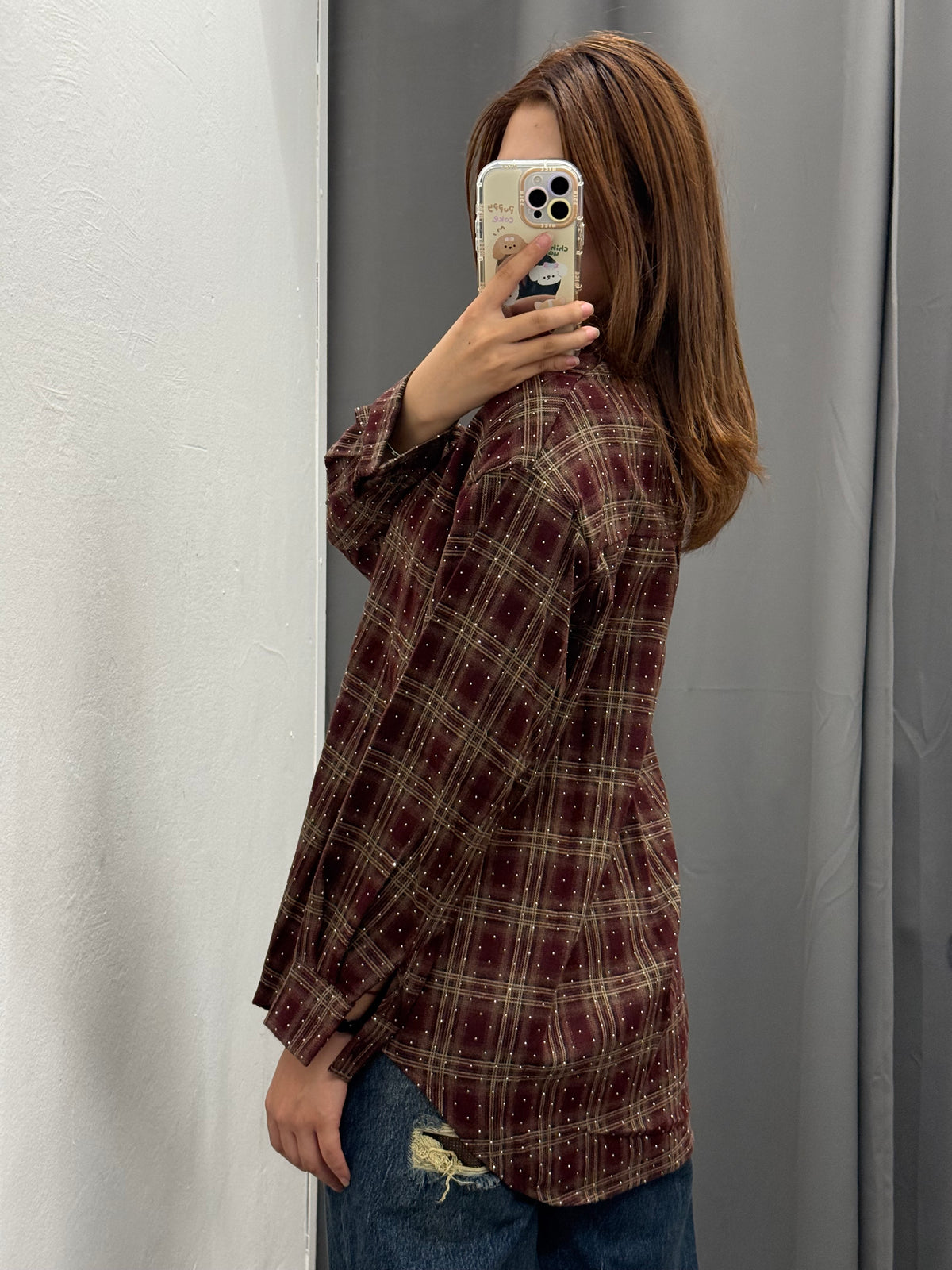 Camicia Over Fit Scozzese Brillantinata Con Taschino FGD MODA