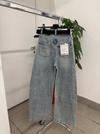 Jeans balloon con tasche e cinta