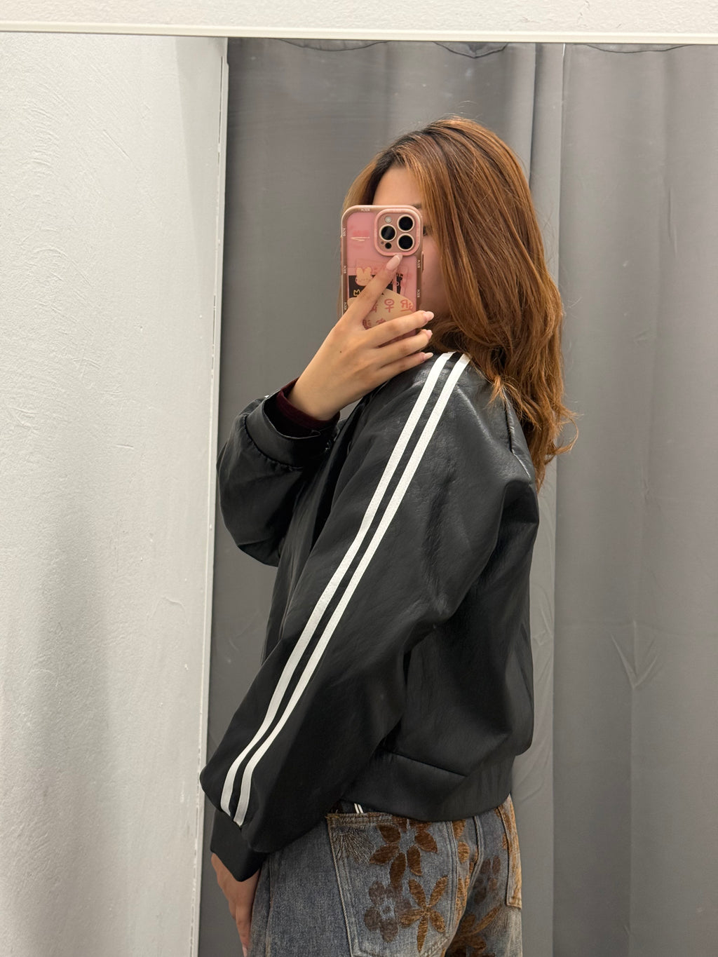 Giacca Bomber In Ecopelle Con Strisce Laterali FGD MODA