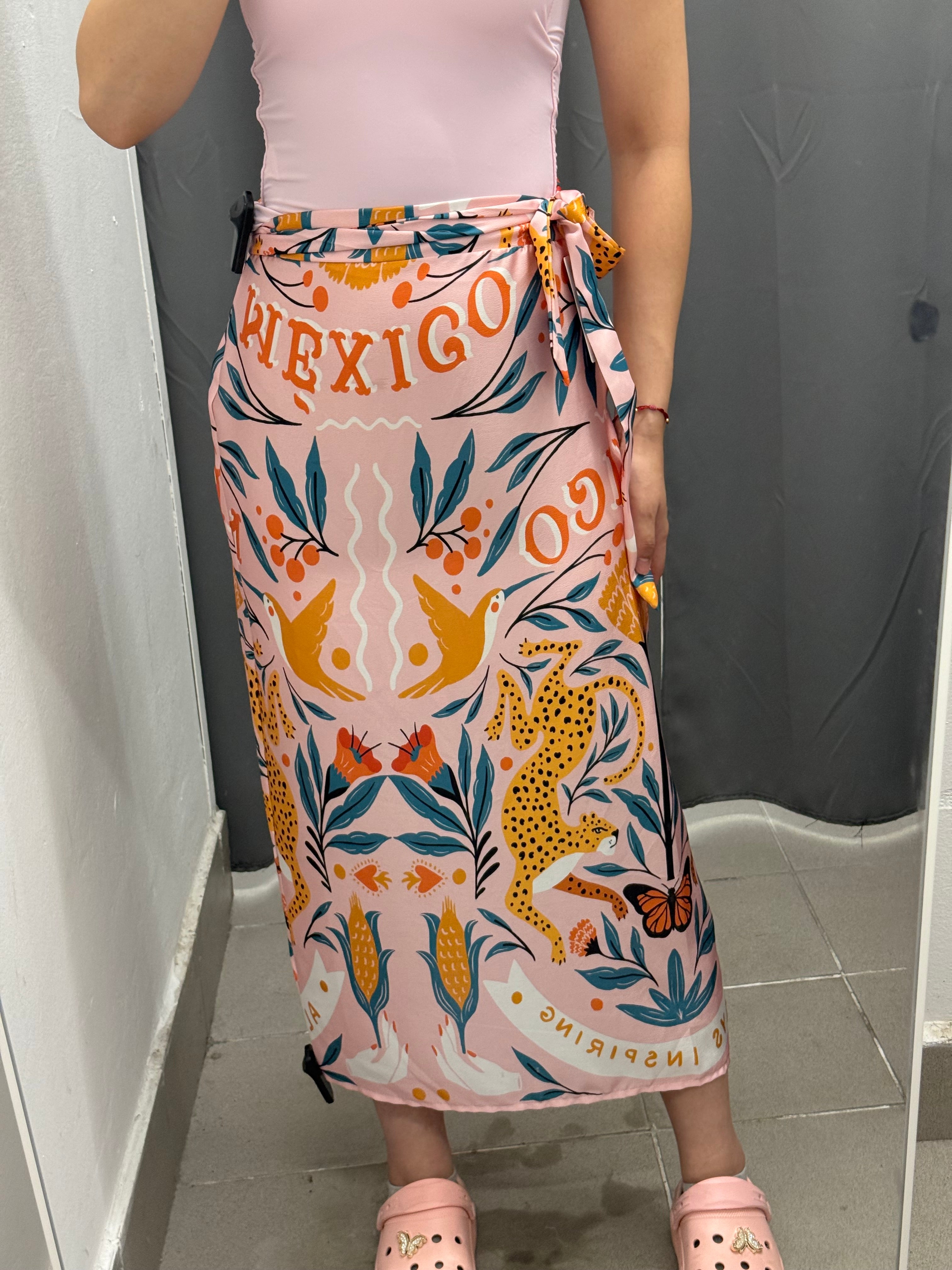 Gonna Pareo Effetto Raso a Fantasia FGD MODA