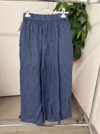 Pantaloni 100% lino a gamba larga FGD MODA