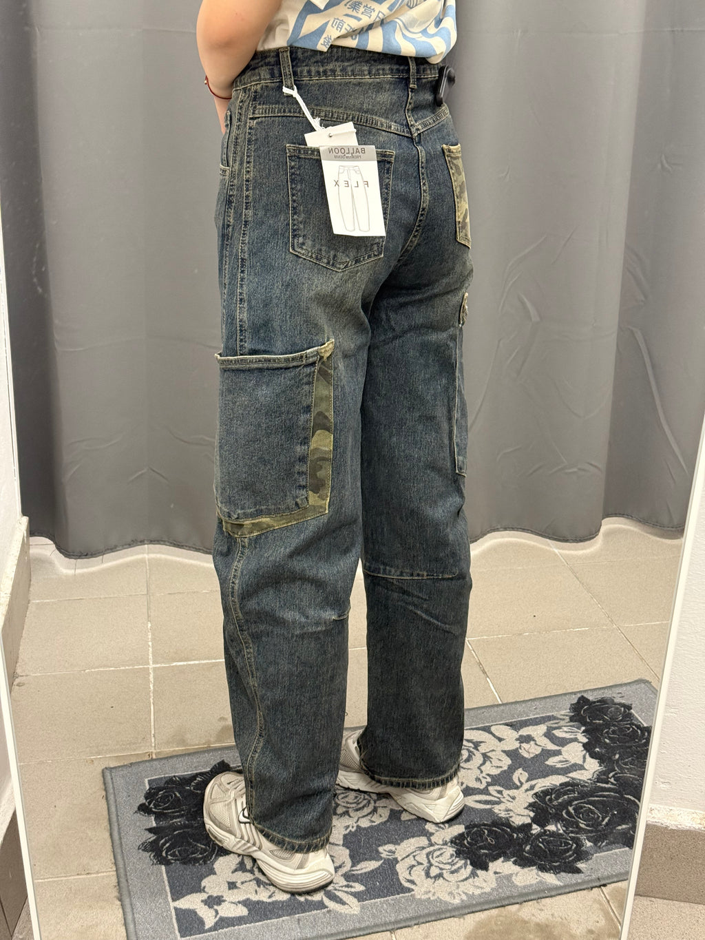 Jeans Balloon Con Tasche E Inserti Militari Laterali FX5438 FGD MODA