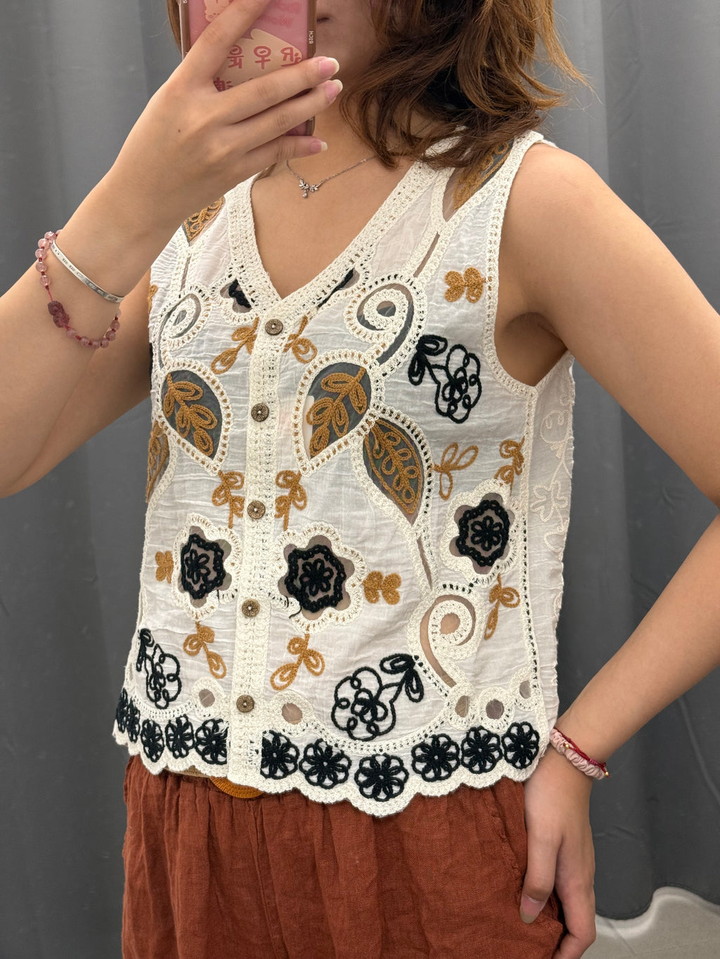 Gilet 100% cotone con ricami FGD MODA