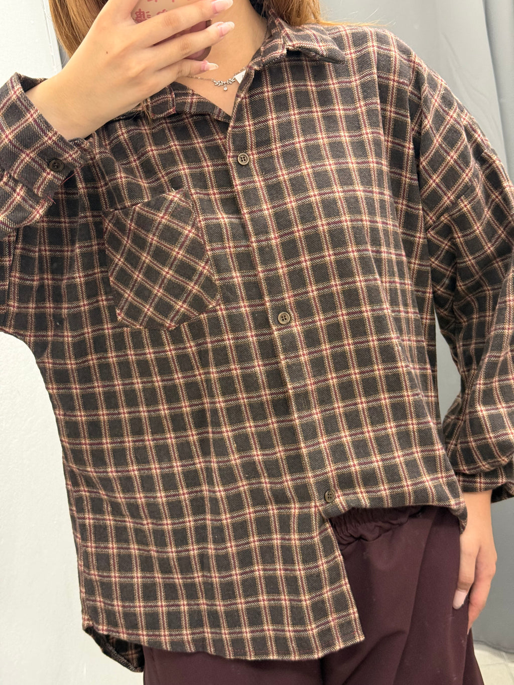 Camicia Over Fit Scozzese Con Taschino FGD MODA
