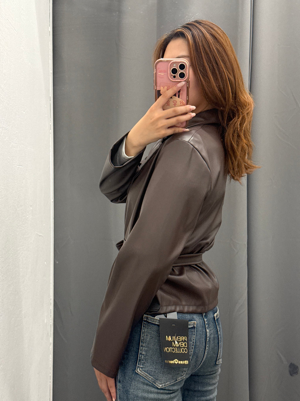 Giacca In Ecopelle Con Cinta FGD MODA