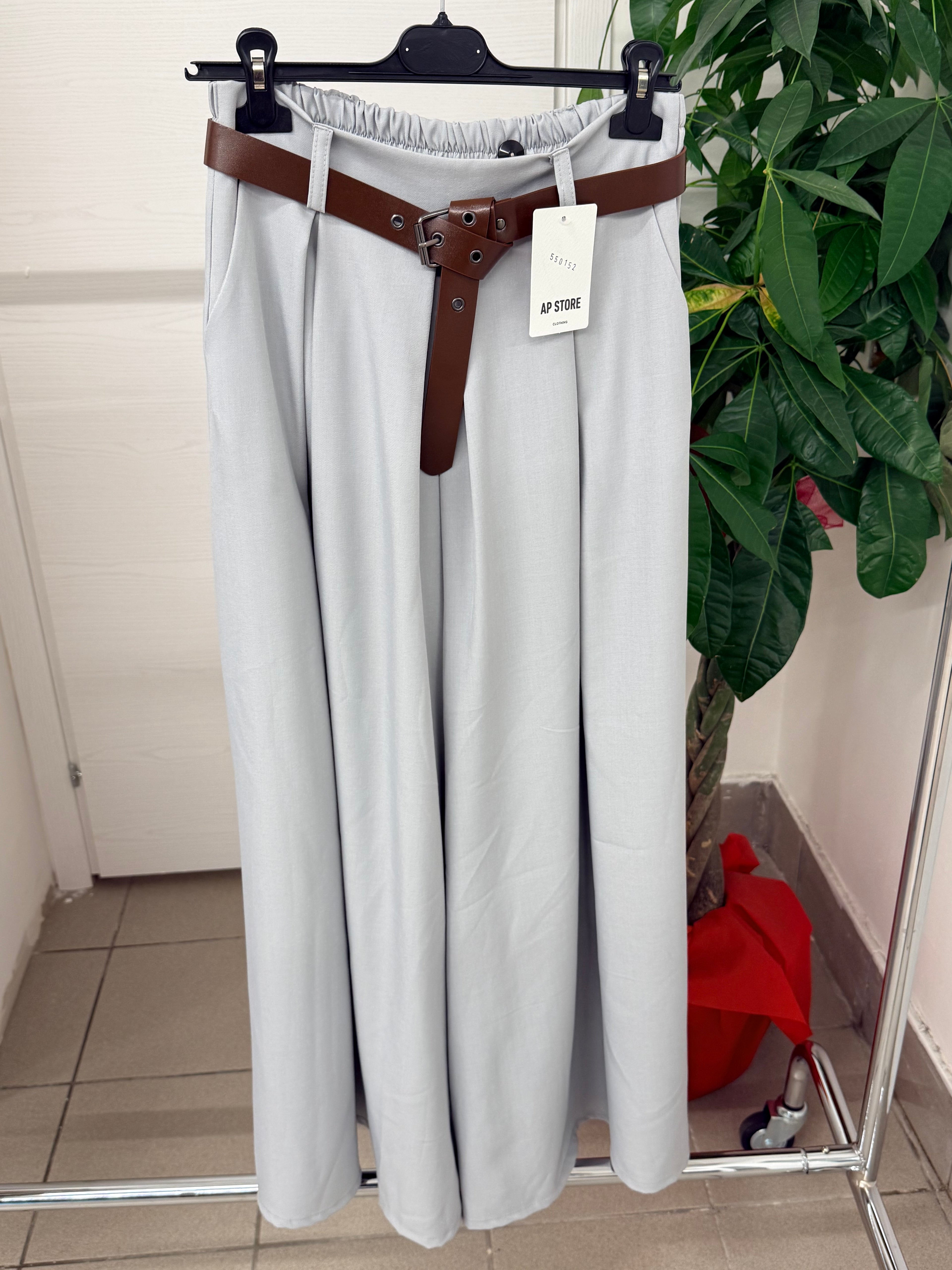 Pantaloni a gamba larga tinta unita con cinta FGD MODA