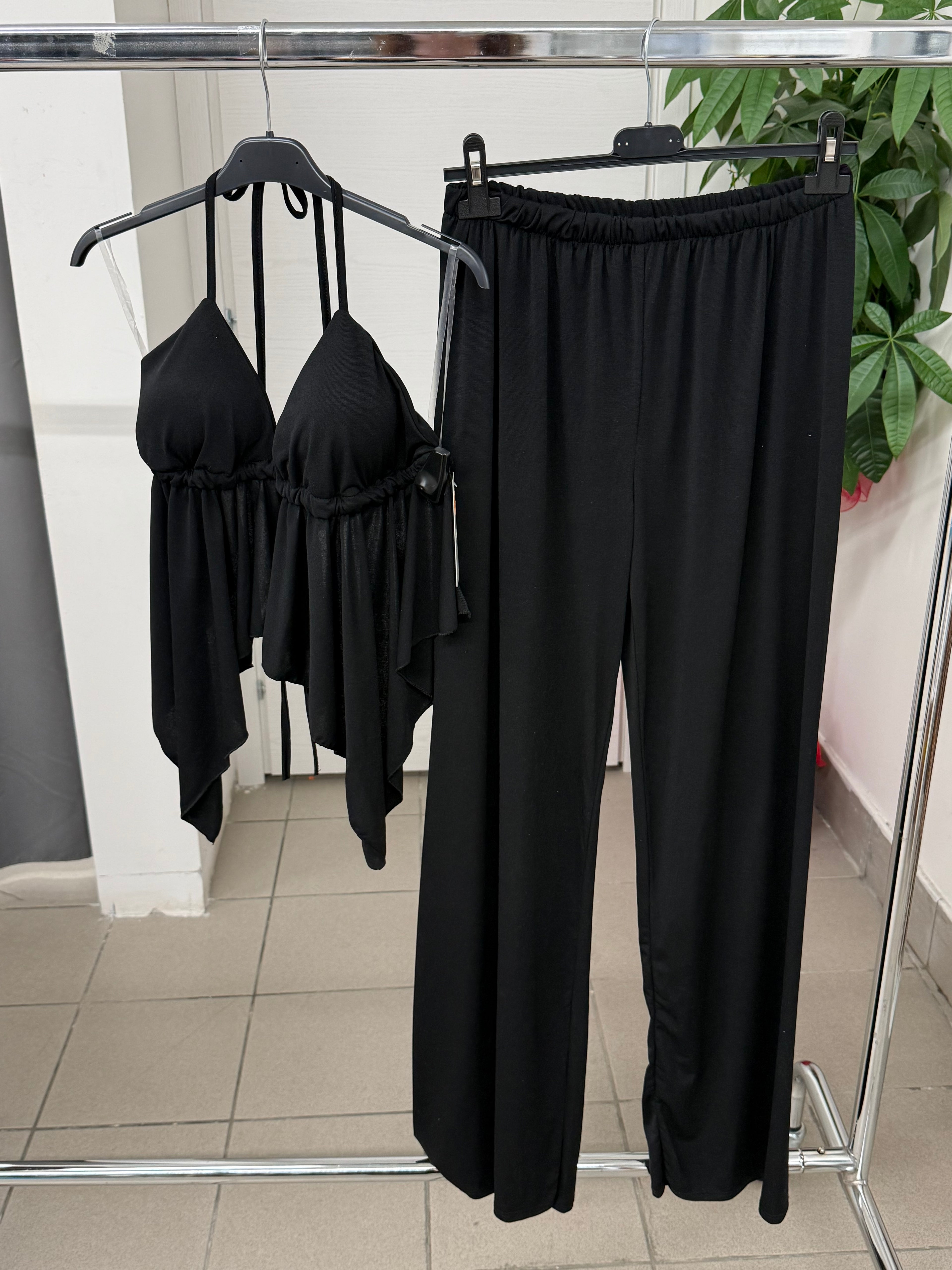Set coordinato Top e Pantaloni a palazzo tinta unita FGD MODA