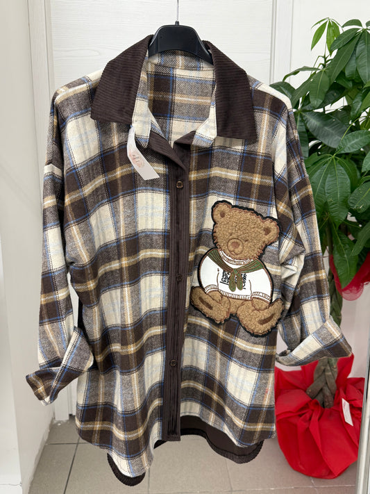 Camicia scozzese in flanella misto velluto con Teddy FGD MODA