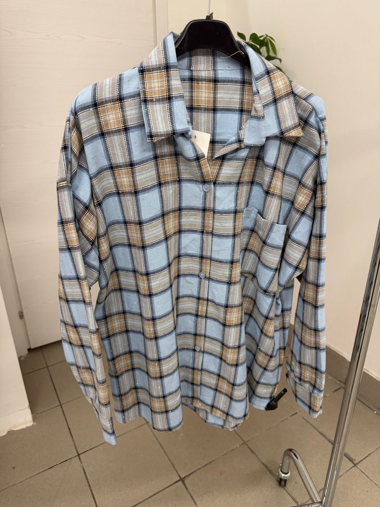 Camicia scozzese brillantinata con taschino FGD MODA