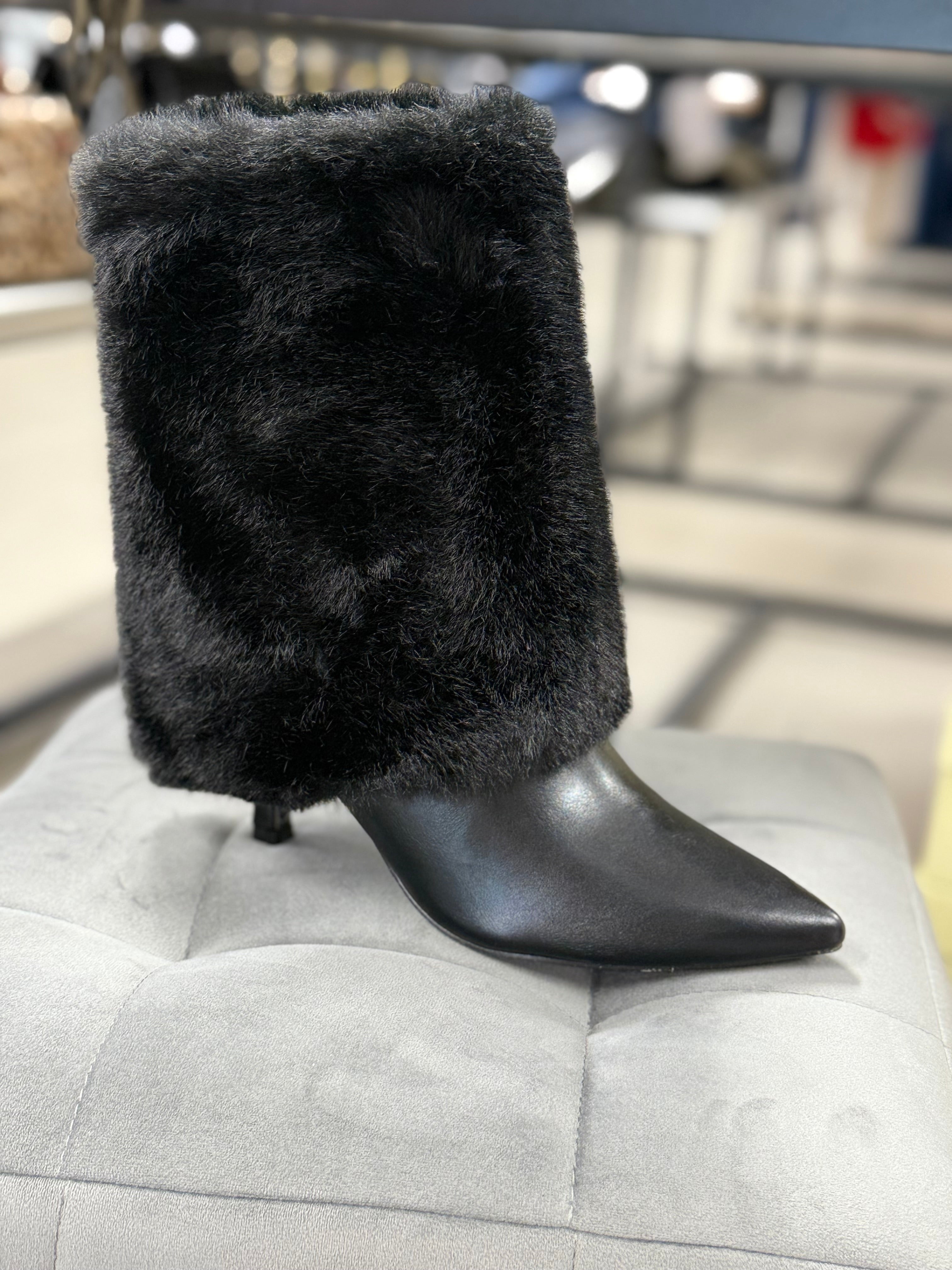 Stivali in ecopelle con pelliccia tacco 10cm FGD MODA