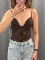 Body In Pizzo Semitrasparente Con Spalline Regolabili FGD MODA