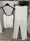 Set coordinato in pizzo Canotta e Pantaloni a palazzo con strisce laterali FGD MODA
