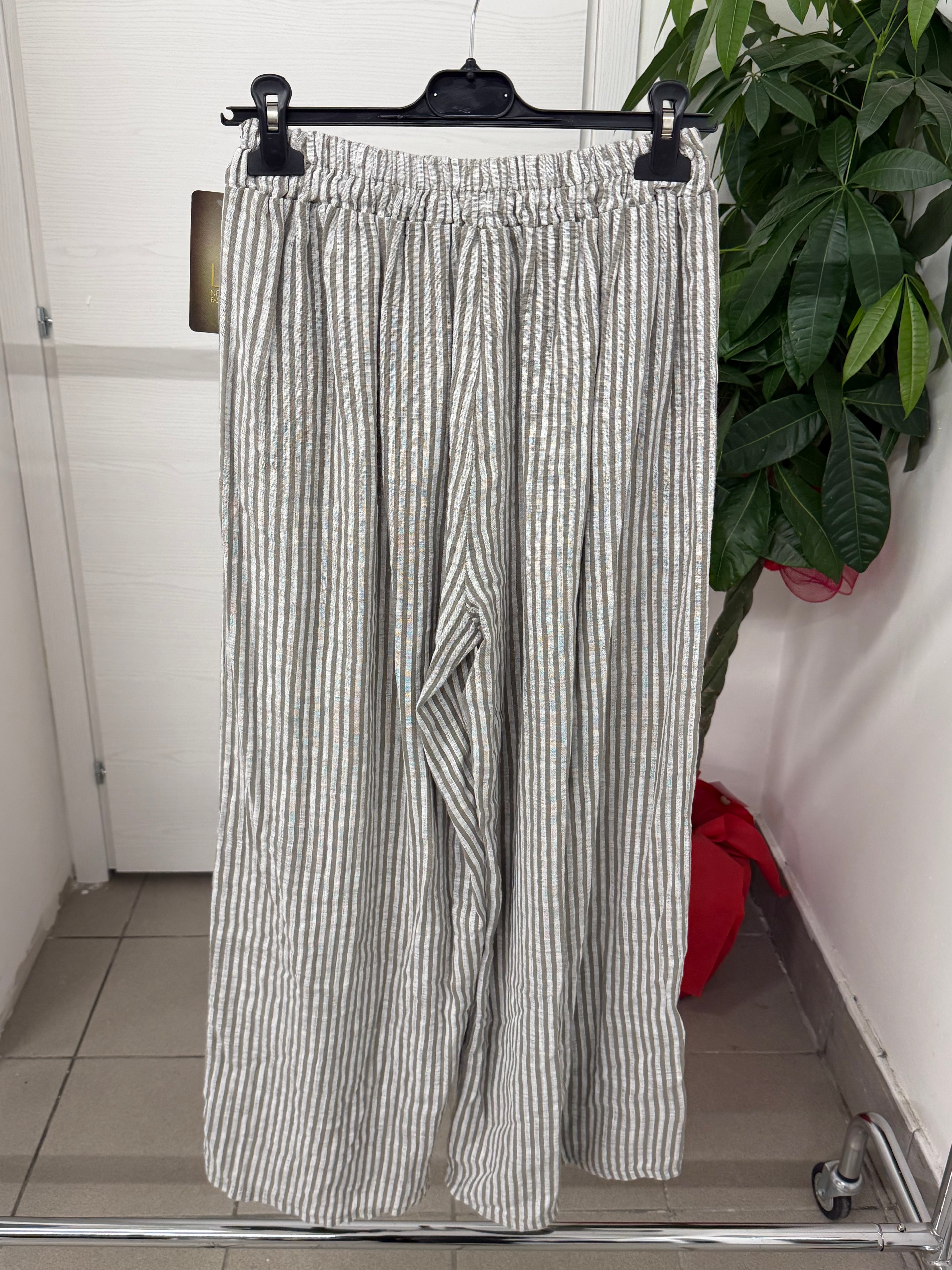 Pantaloni 100% cotone a palazzo a righe FGD MODA