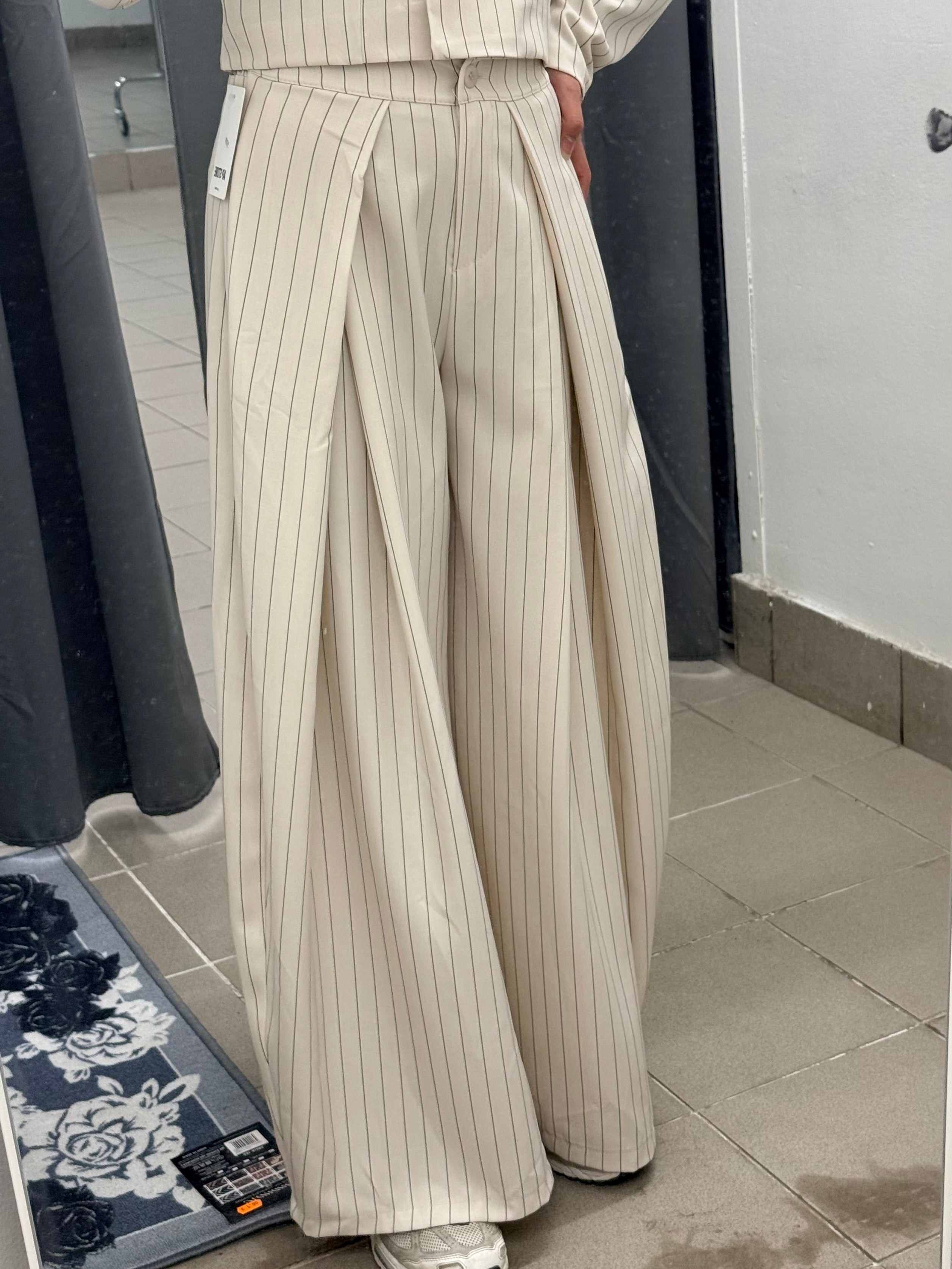 Pantaloni balloon a righe con pence FGD MODA