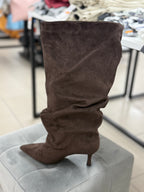 Stivali in camoscio con pieghe tacco 5cm FGD MODA