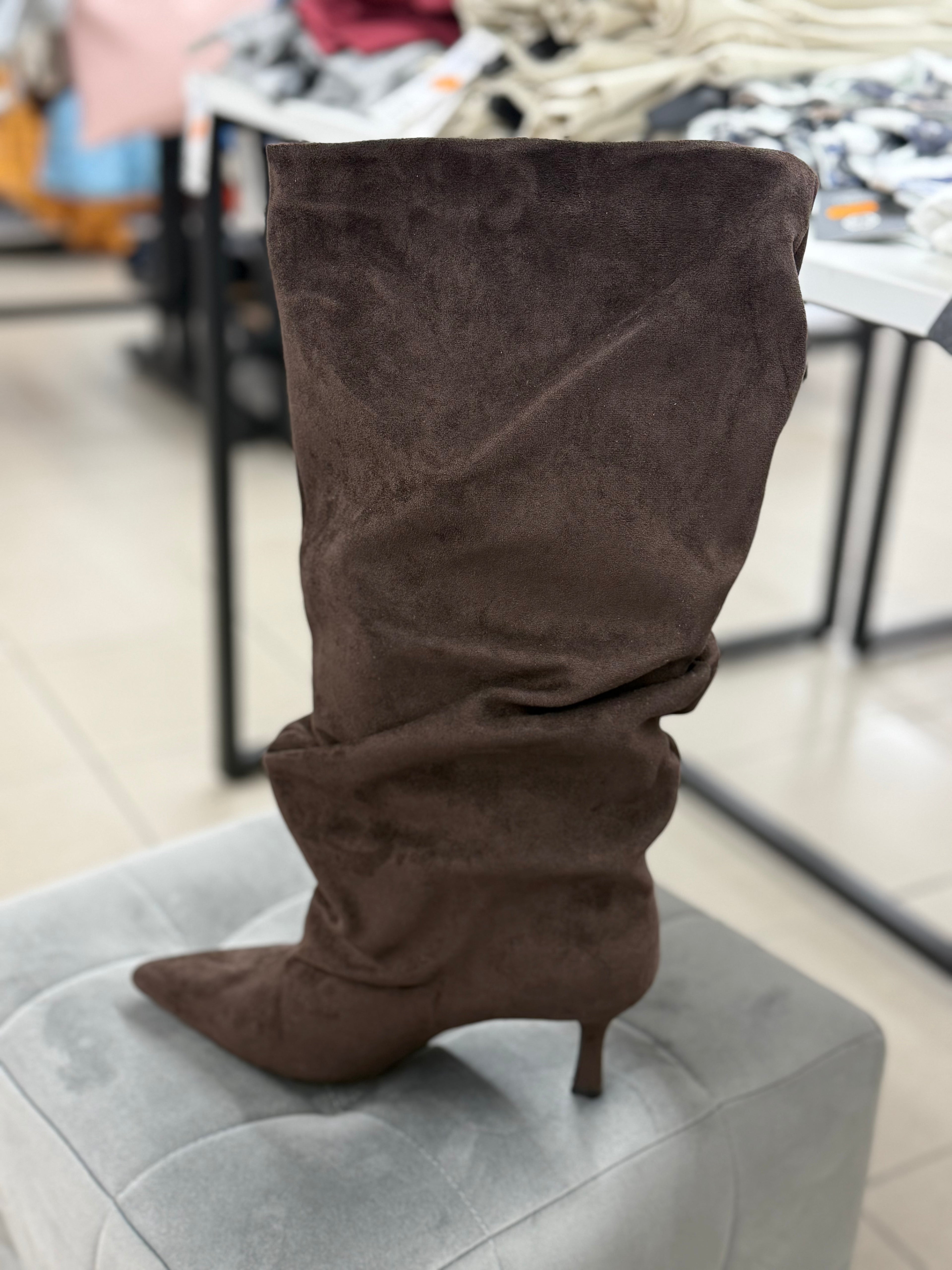 Stivali in camoscio con pieghe tacco 5cm FGD MODA