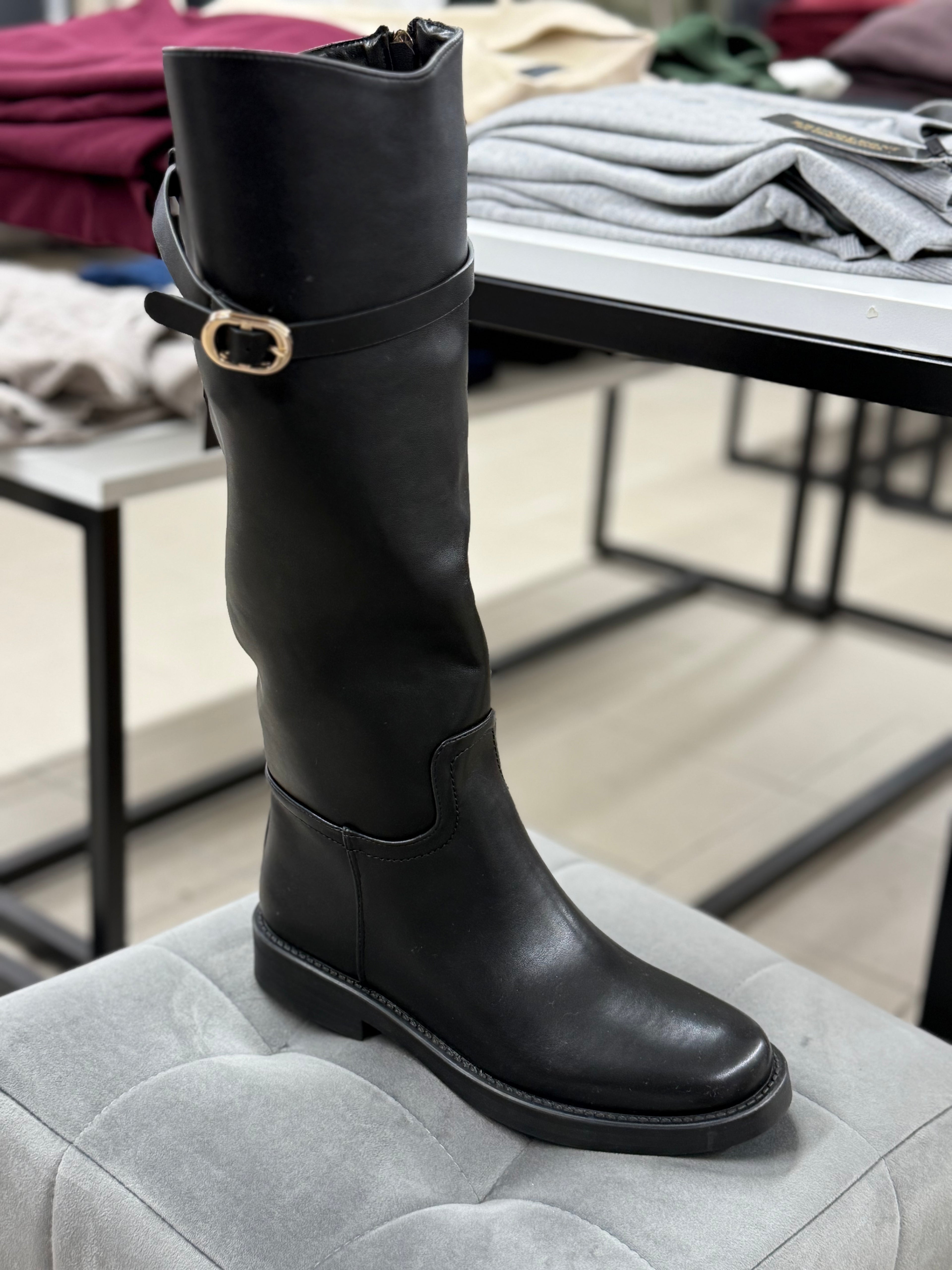 Stivali in ecopelle alto con cinta tacco 2cm FGD MODA