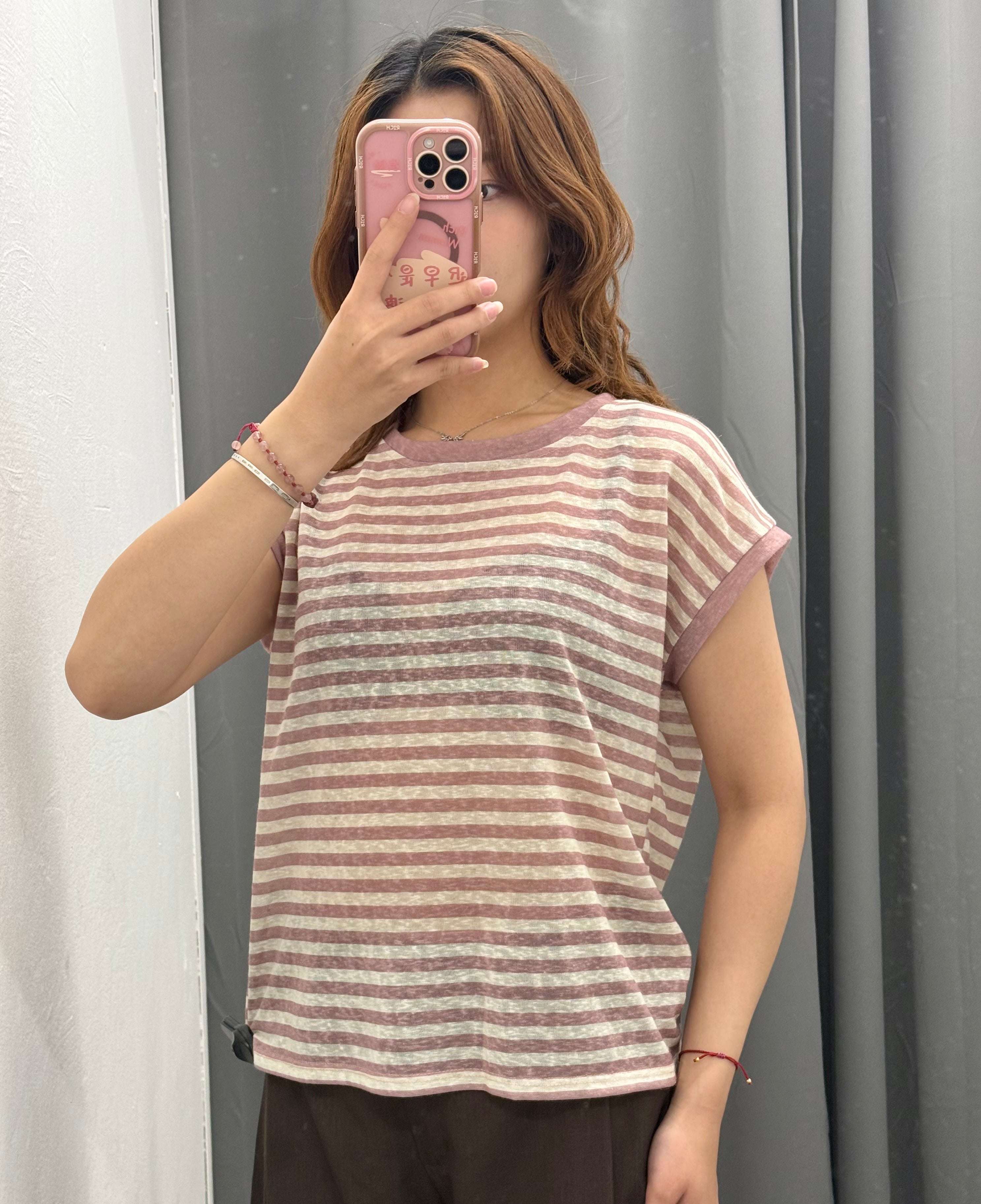 Maglietta a righe semitrasparente FGD MODA