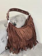 Borsa in camoscio con frange con tracolla FGD MODA
