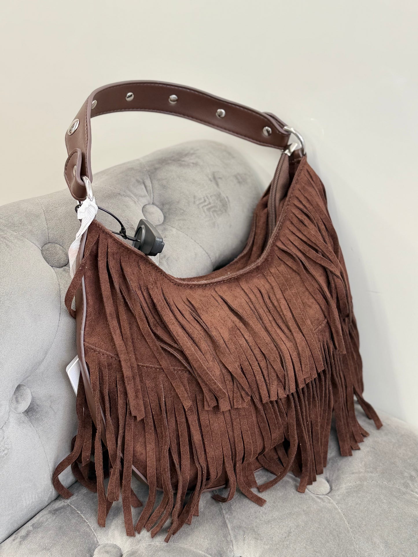 Borsa in camoscio con frange con tracolla FGD MODA