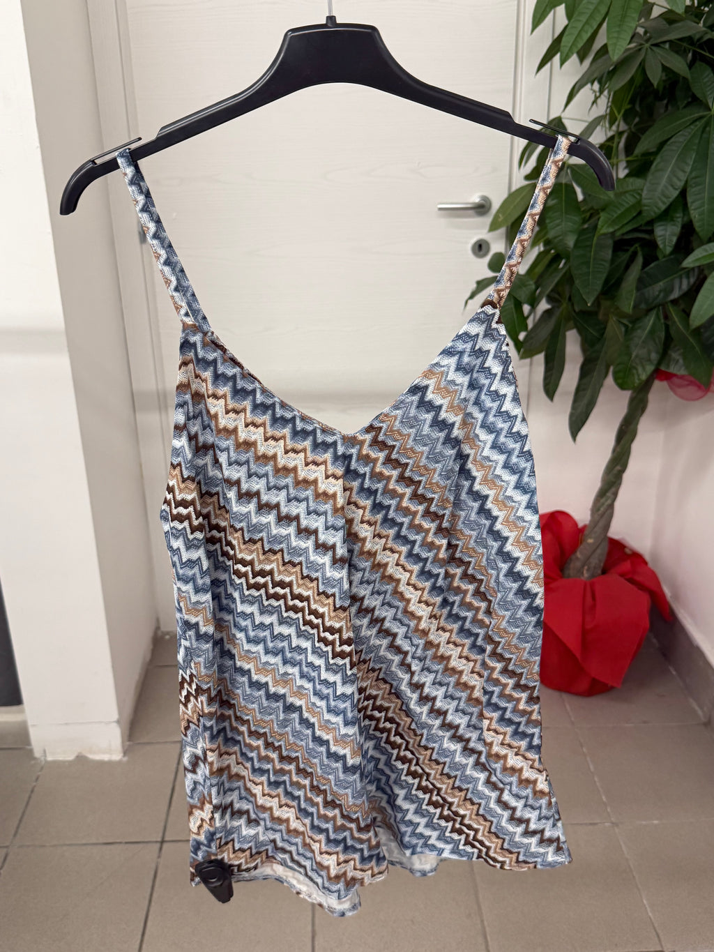 Canotta a spalline con motivo a zigzag FGD MODA