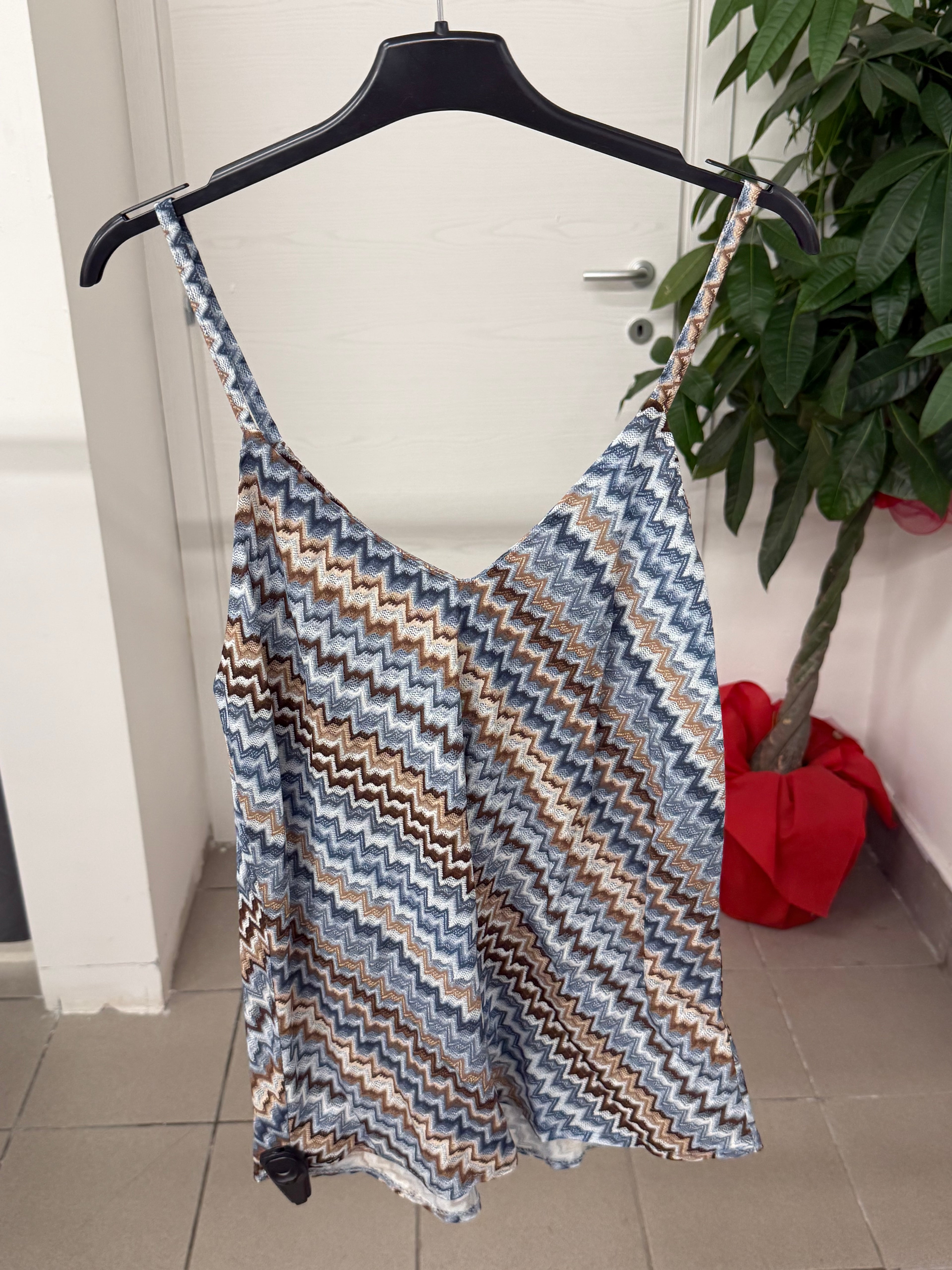 Canotta a spalline con motivo a zigzag FGD MODA