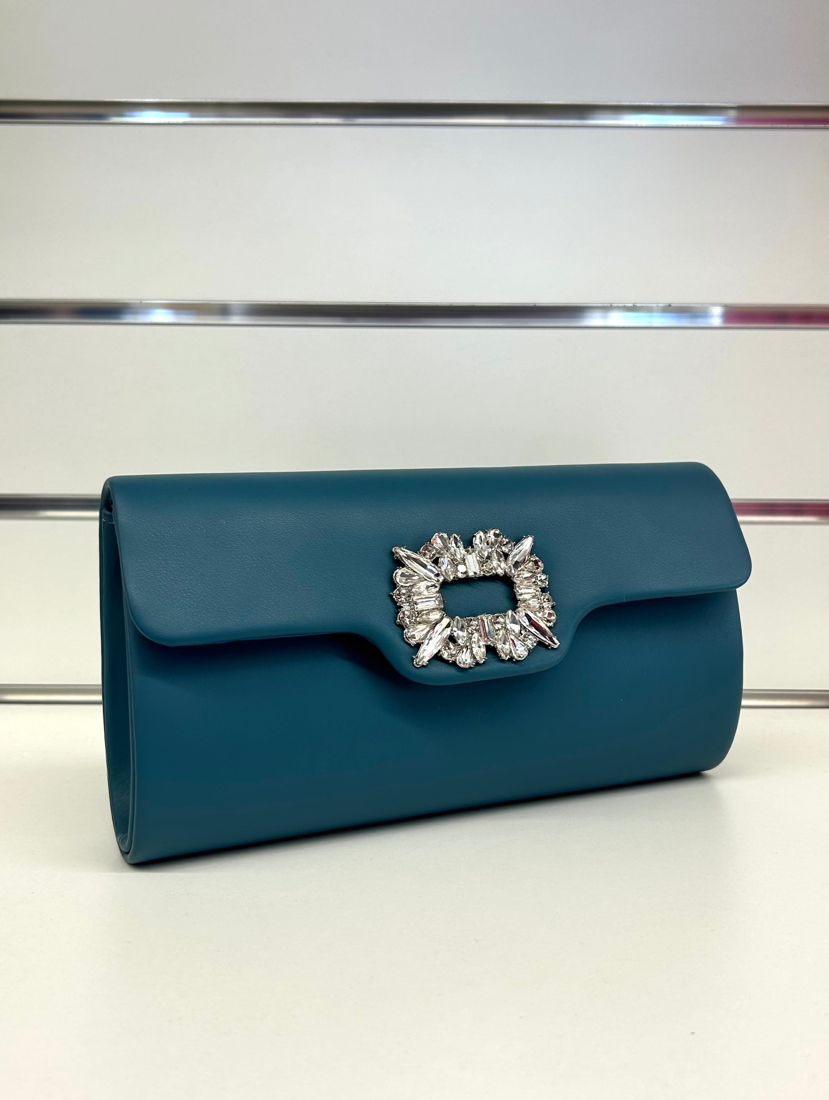 Pochette clutch con diamanti e tracolla FGD MODA